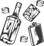 黑白素描冰块啤酒