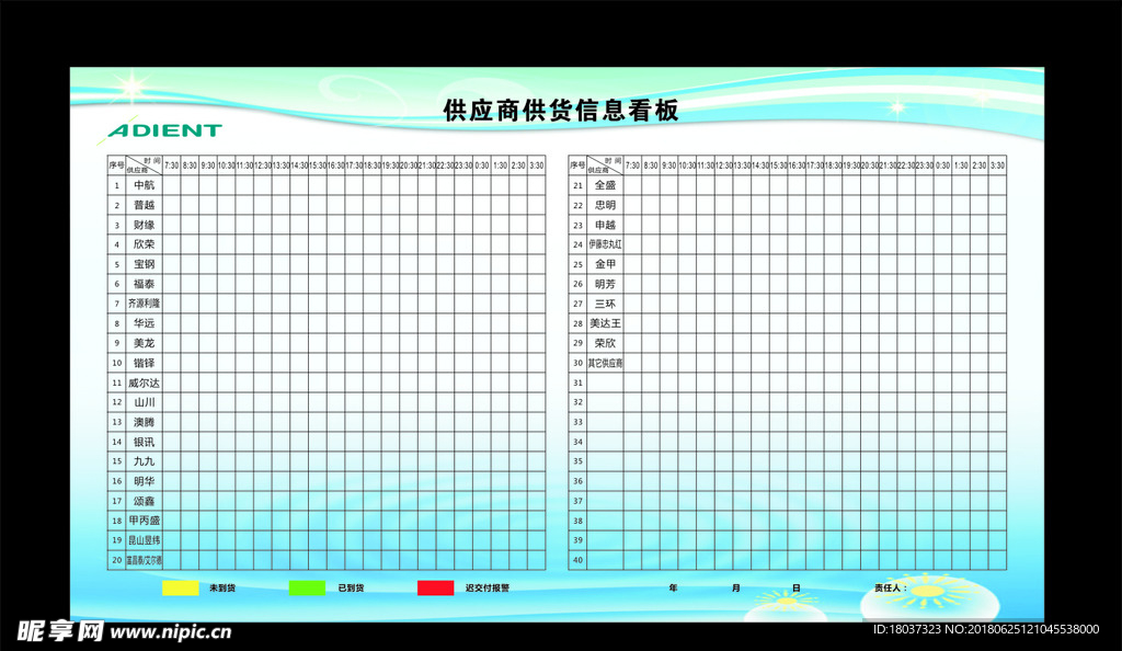 安道拓供应商供货信息看板-标牌