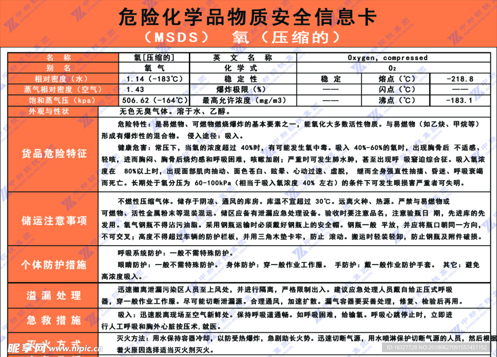 MSDS氧气告知牌