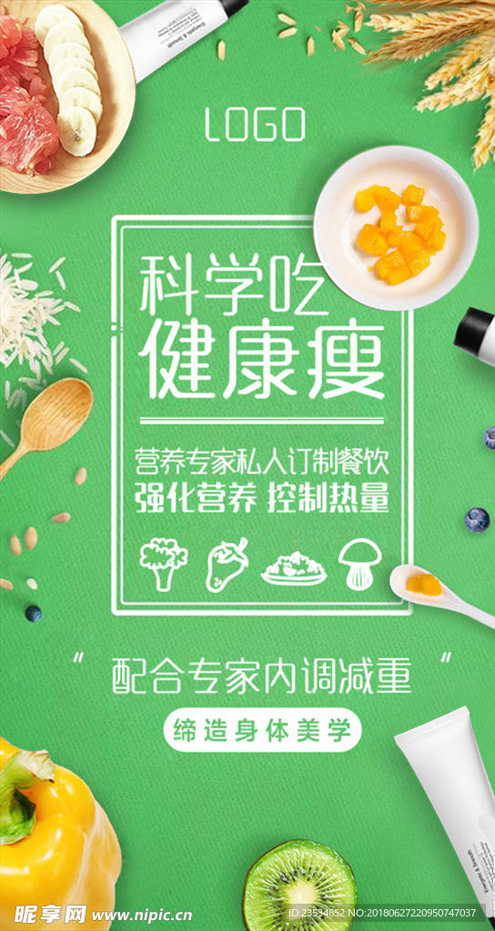 科学健康饮食身体乳产品海报