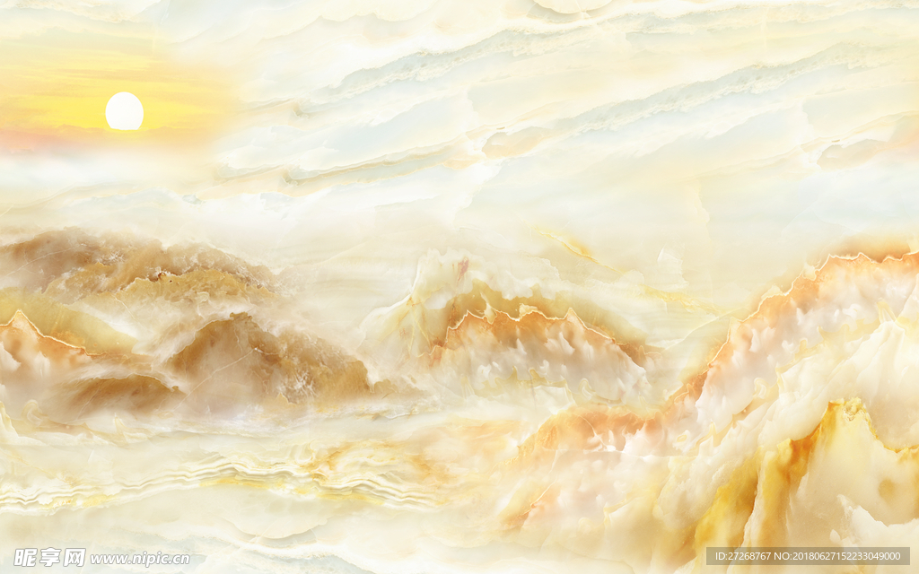 高温烧大理石纹山水画背景墙