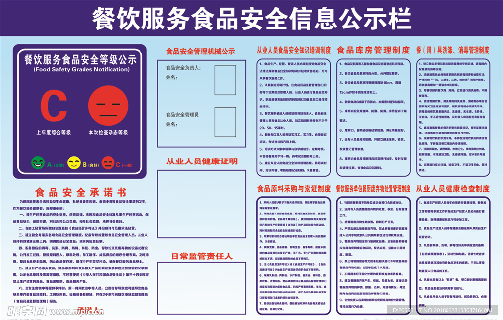 餐饮服务 公示栏 食品安全信息