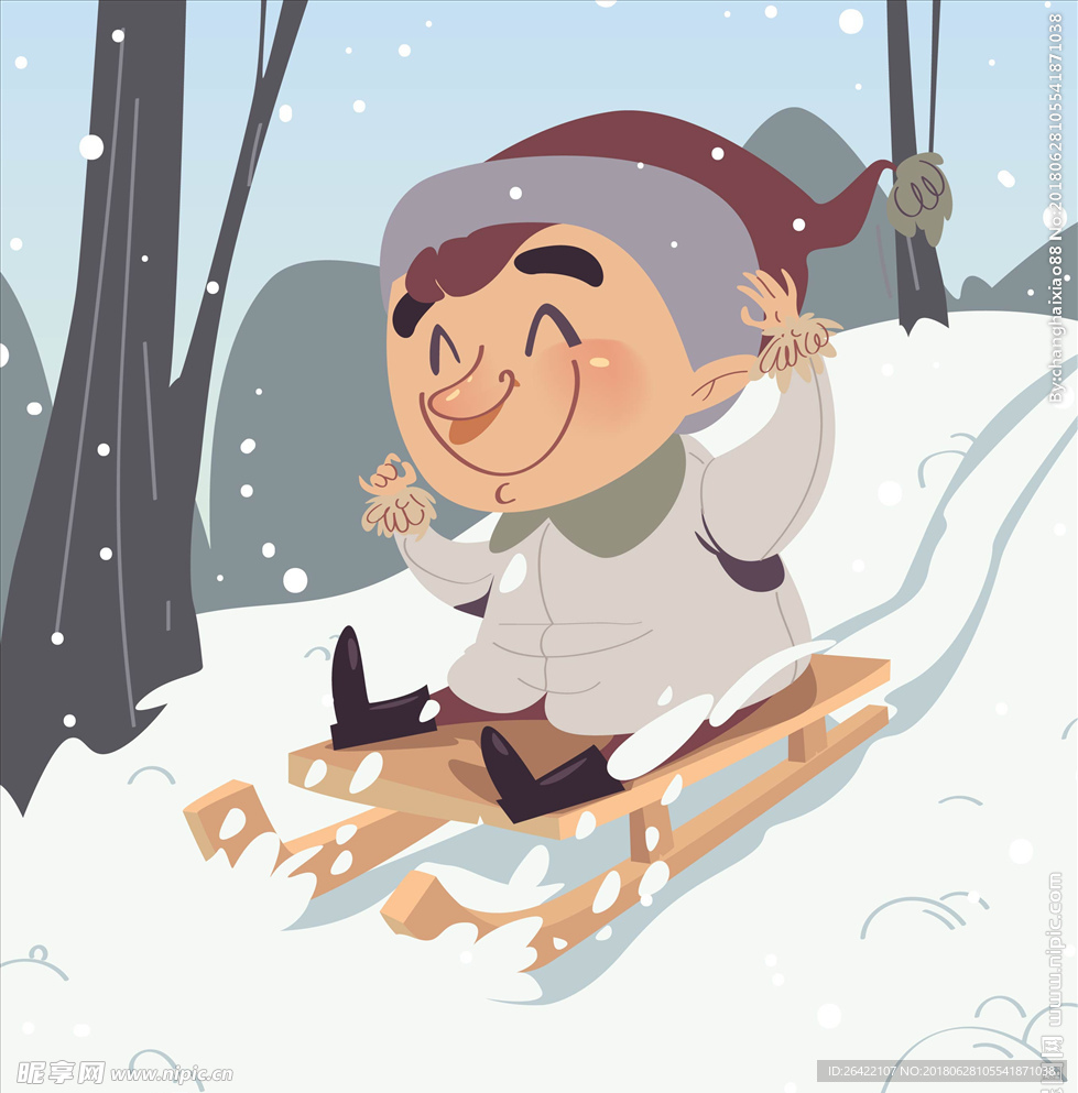 快乐冬季卡通插画设计图片