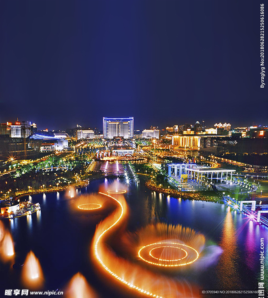 喷泉夜景