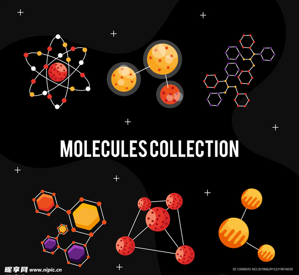 6款创意分子结构设计矢量素材