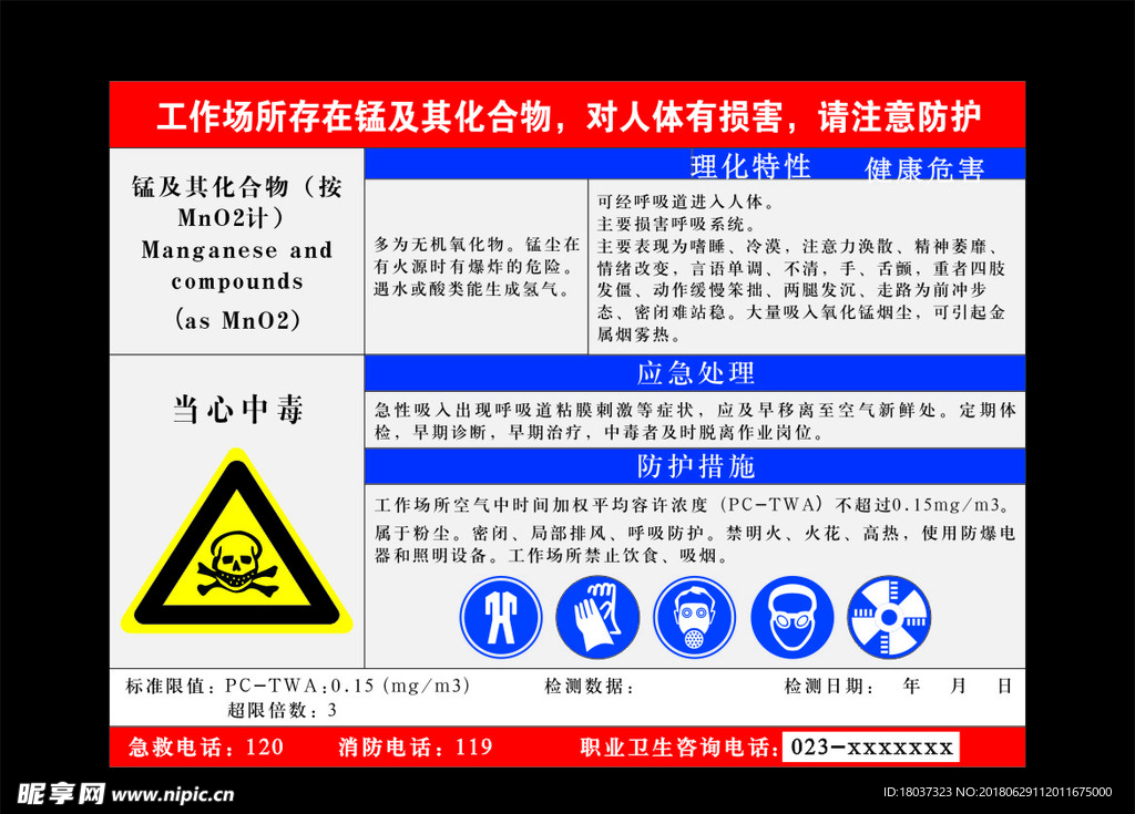 工作场所存在锰及其化合物-标牌