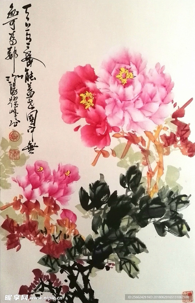 花开富贵牡丹图画家王跃峰书画