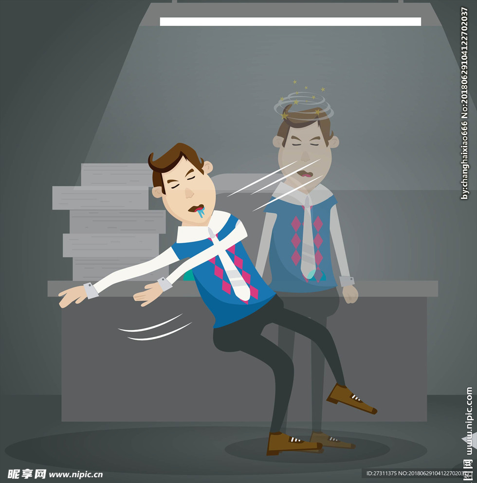 扁平卡通人物办公室场景图片