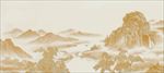 新中式山水柔美线描壁画