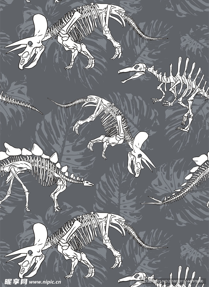 恐龙化石暗纹抽象印花图案