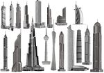 各国建筑手绘矢量图