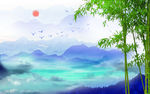 山水电视背景墙