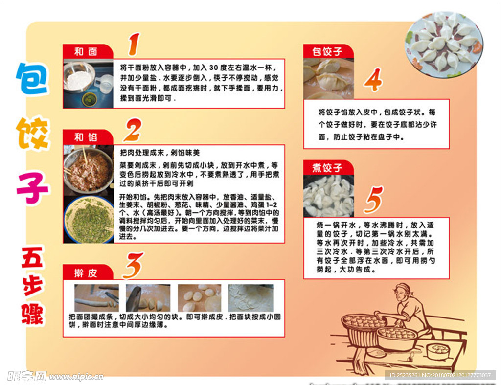 包饺子五步骤