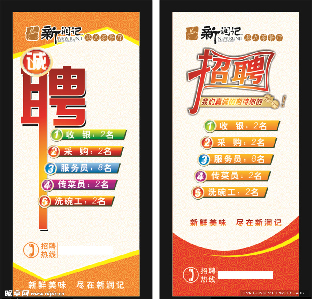 新润记招聘海报 招聘展架