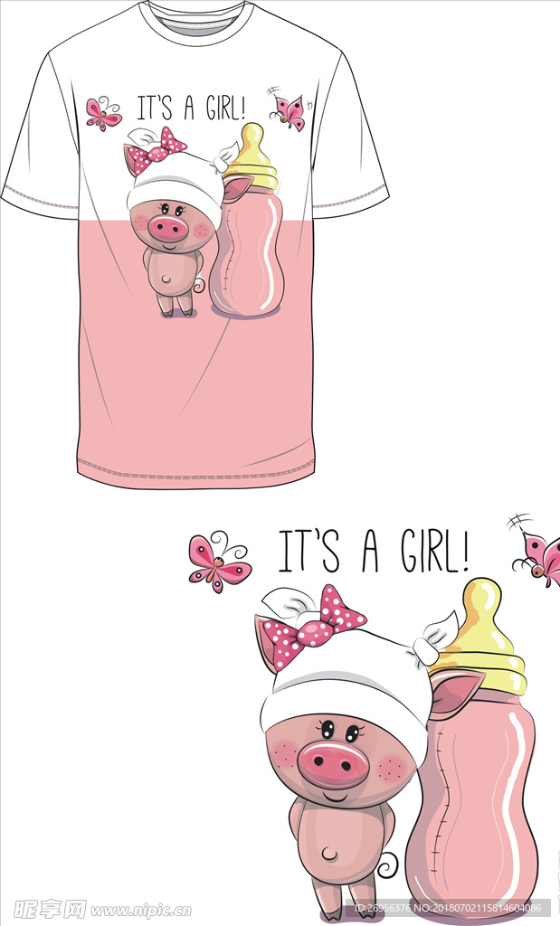 可爱卡通T恤 小猪 班服设计