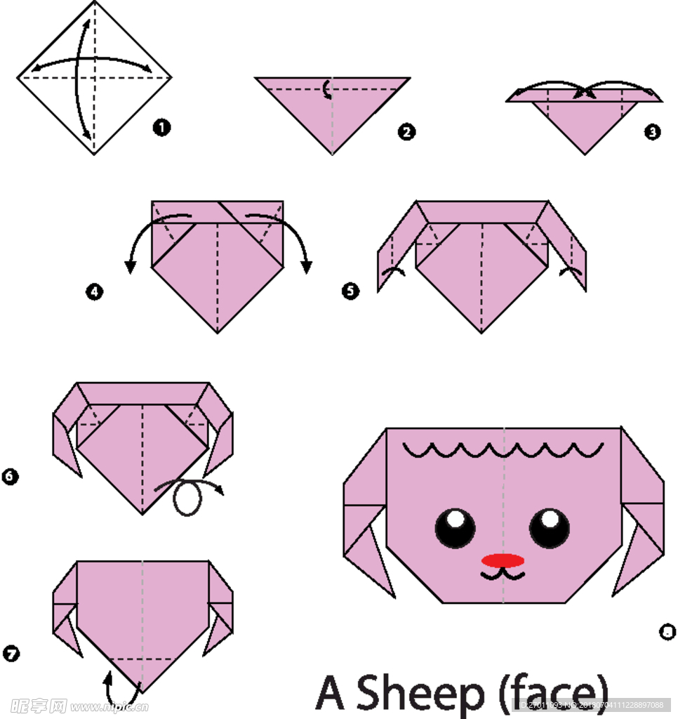 卡通动物折纸图形图案设计矢量