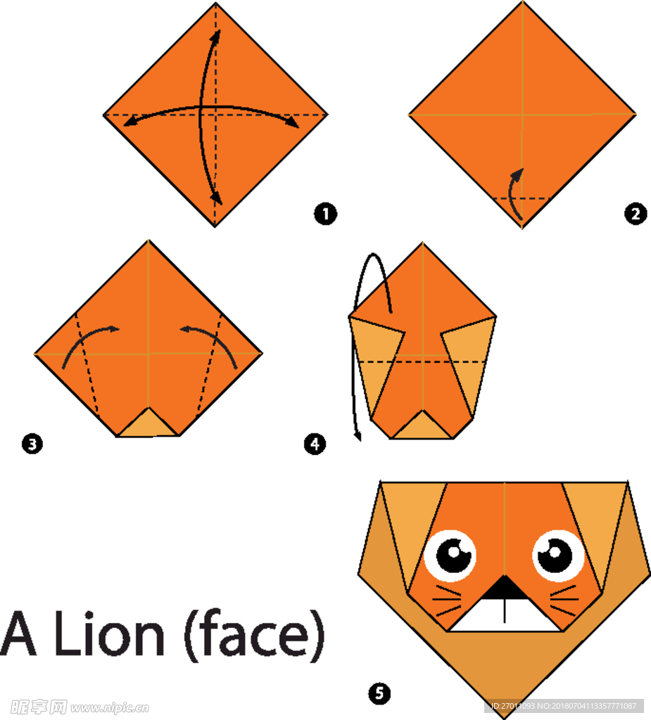 卡通动物折纸图形图案
