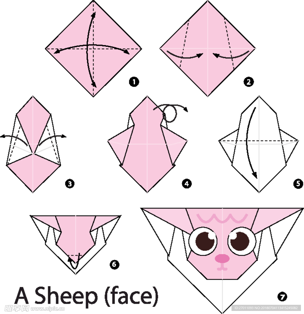 卡通动物折纸图形图案