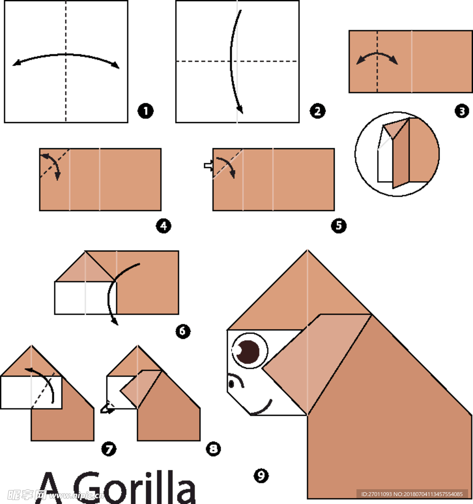卡通动物折纸图形图案