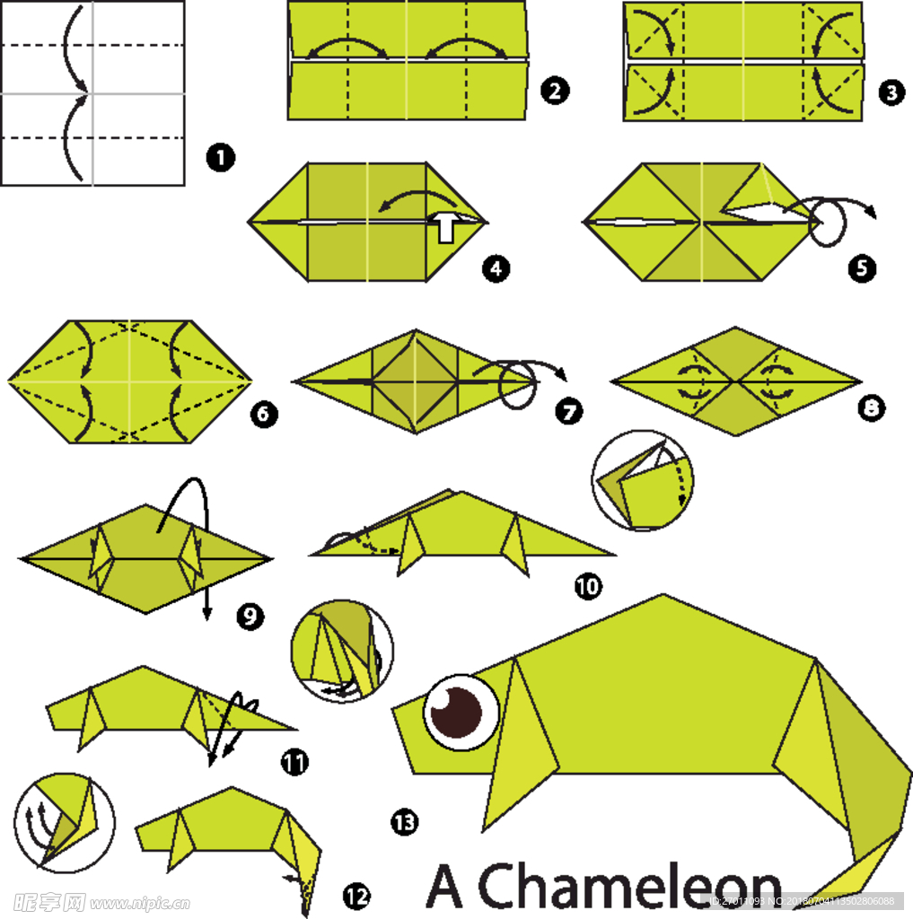 卡通动物折纸图形图案