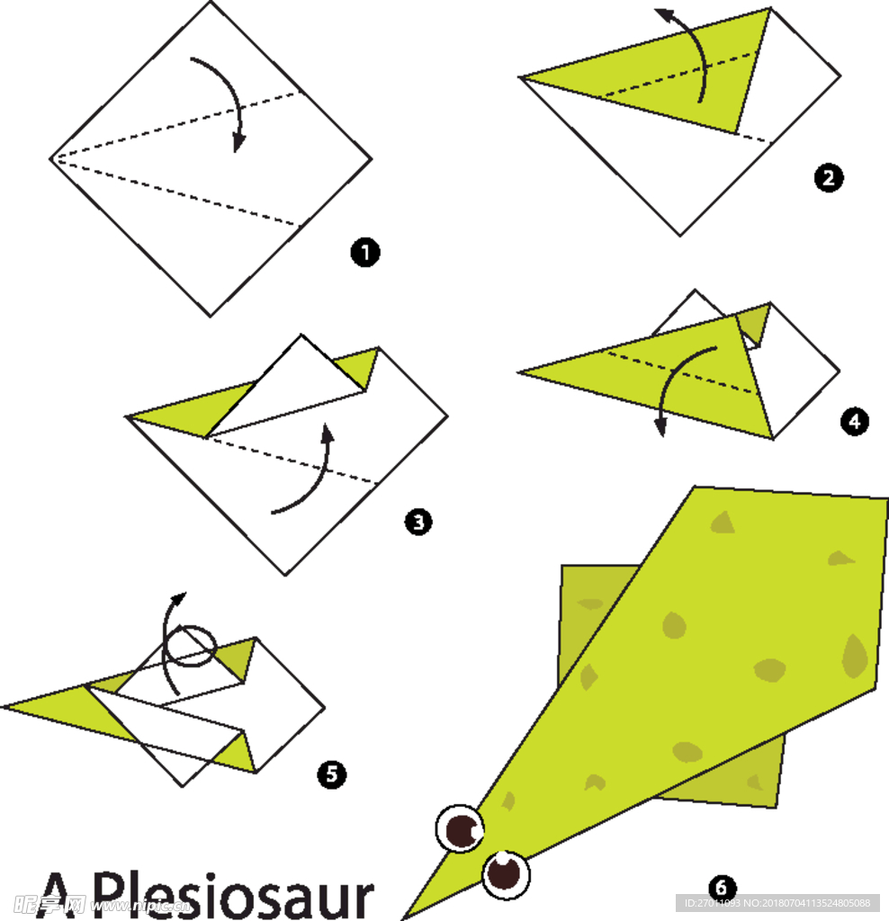 卡通动物折纸图形图案