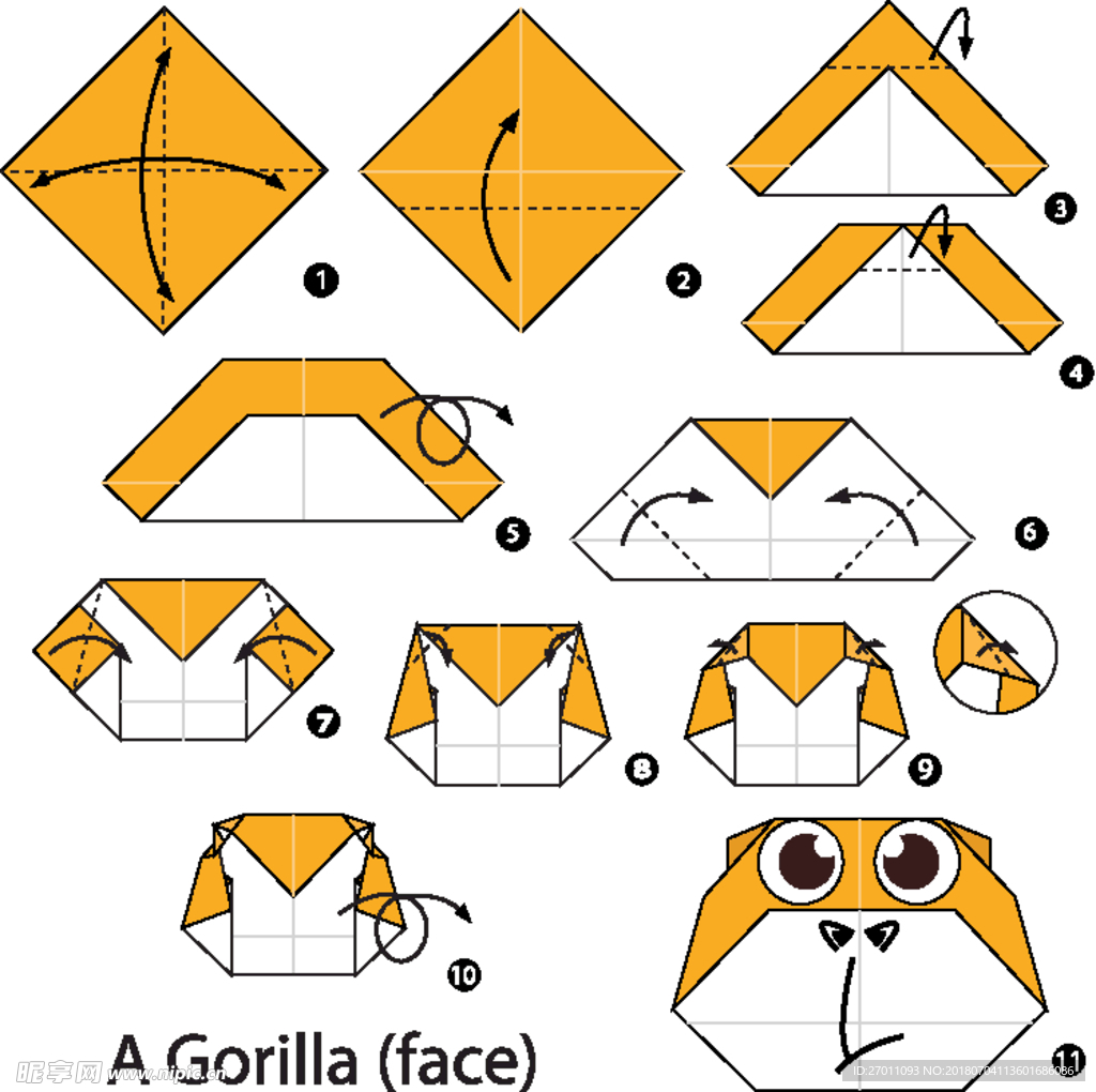 卡通动物折纸图形图案