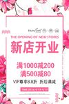 唯美粉色开业宣传海报