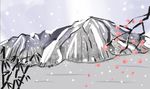 雪景山水创意墙面背景底纹素材
