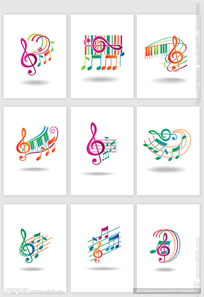 彩色琴行logo音乐音符矢量素