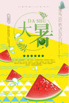 二十四节气大暑节气清新宣传海报