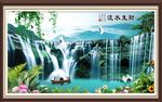 高清分层流水生财背景装饰