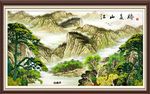 高清江山如画迎客松背景装饰