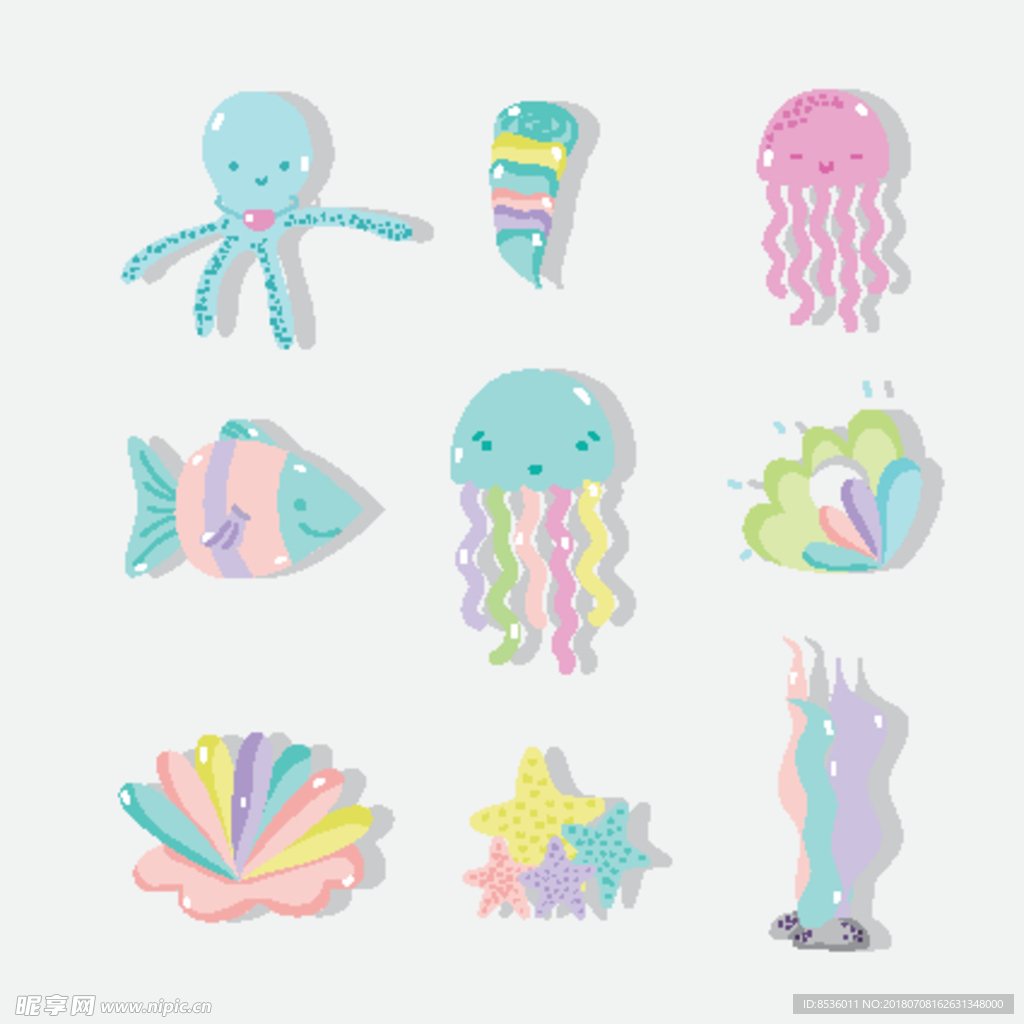 卡通海洋生物