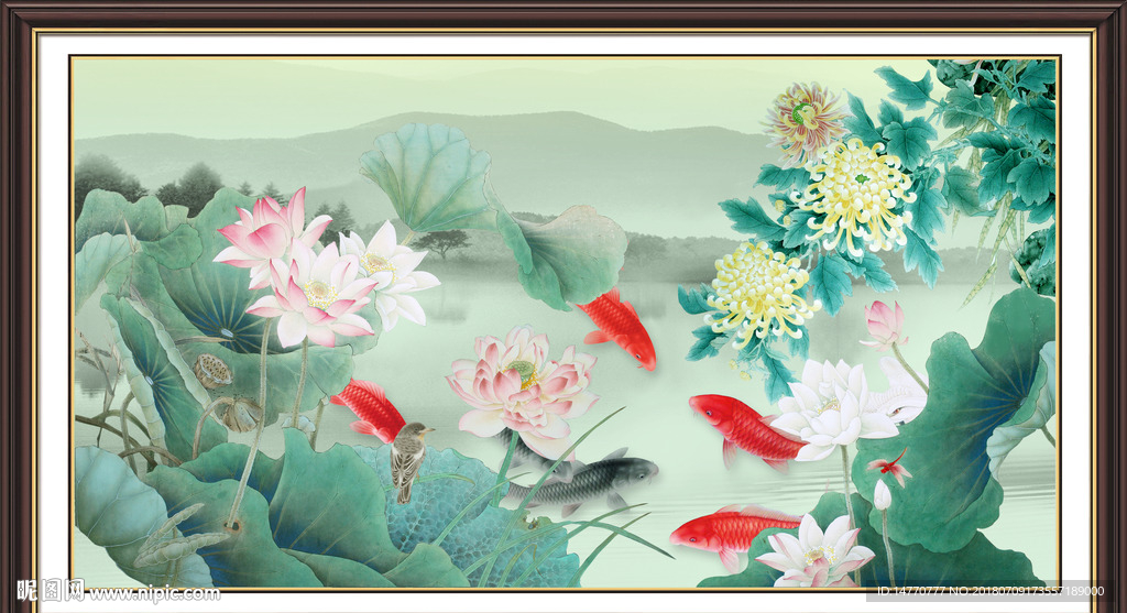 荷花鲤鱼
