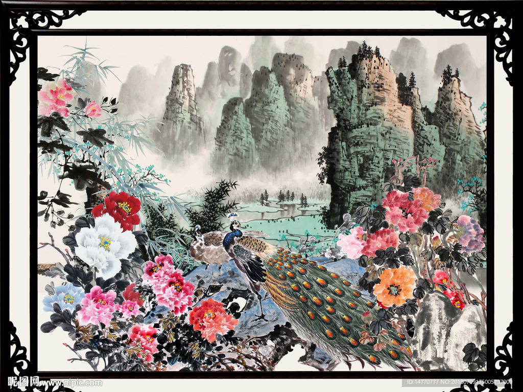国画孔雀图