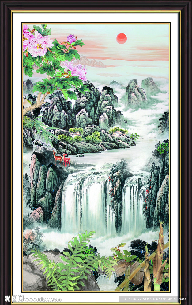 竖幅山水国画