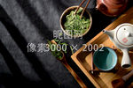 茶道茶具茶叶黑色摄影背景素材