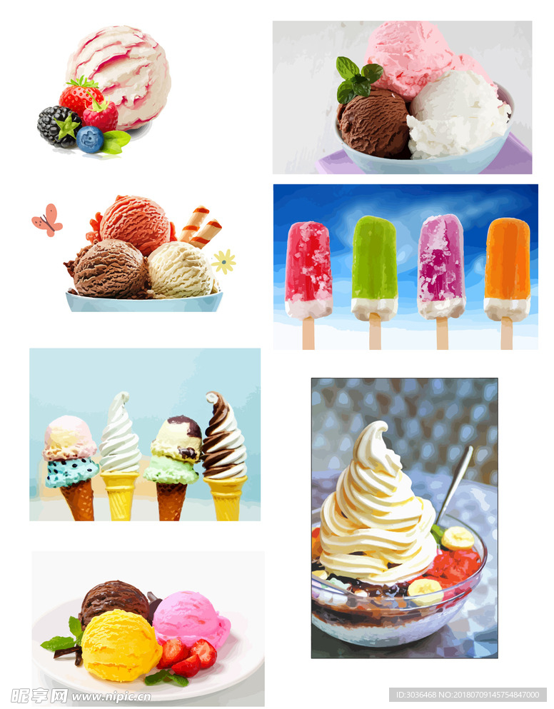 冰淇淋矢量 棒冰矢量 夏日甜品