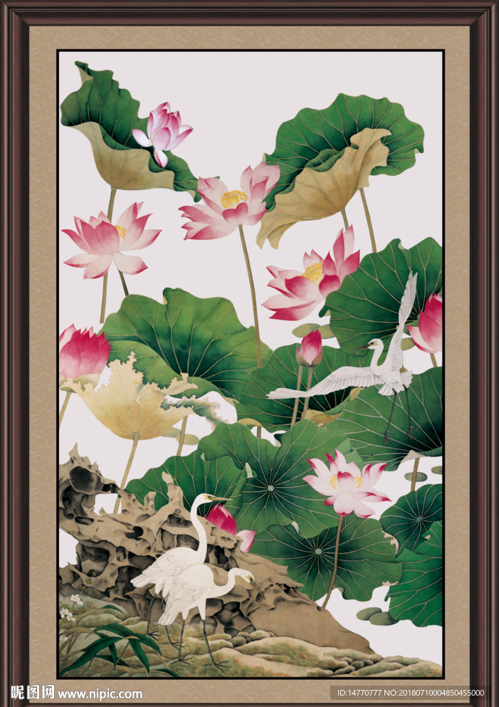 荷花竖幅