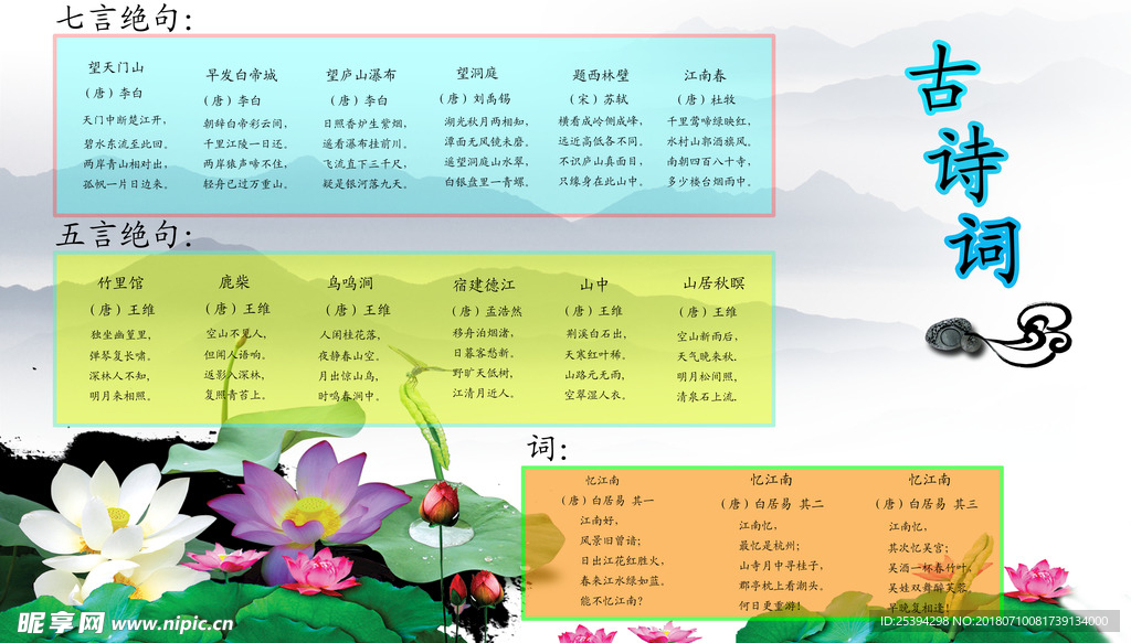古诗词展板
