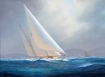 帆船大海油画