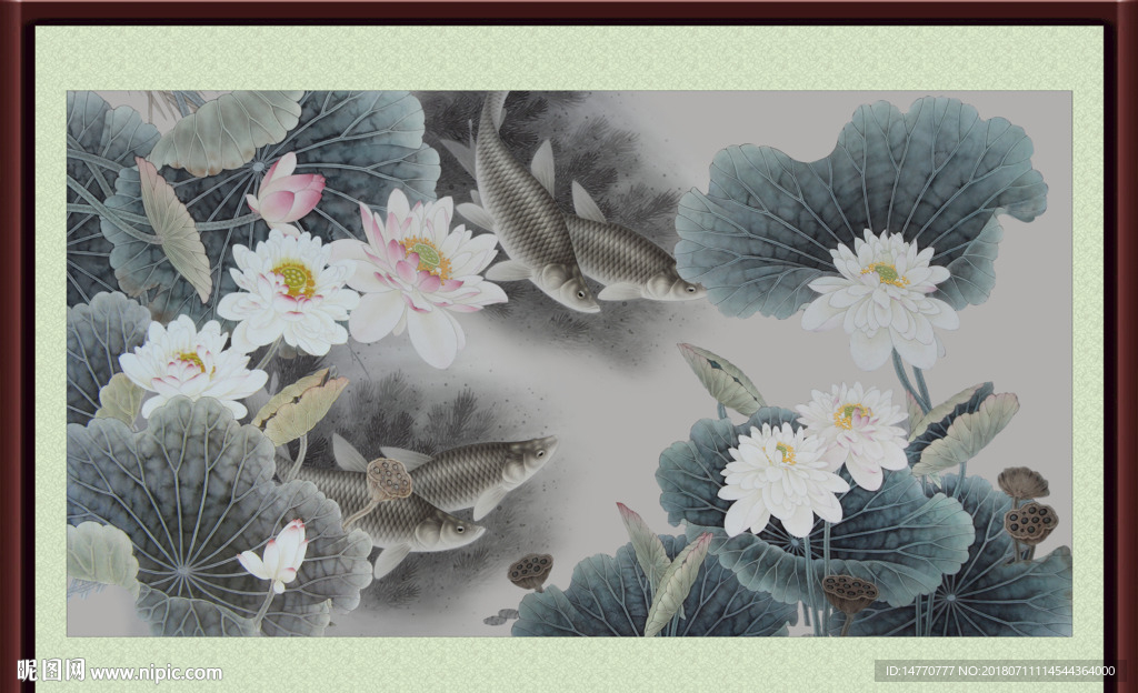 荷花壁画