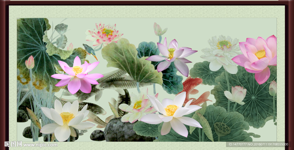 荷花壁画