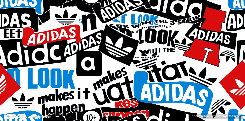 潮牌adida字母图案色块印花