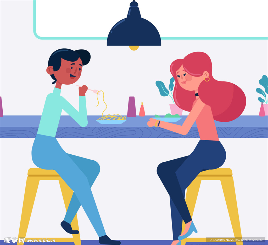创意餐馆约会的2个女子