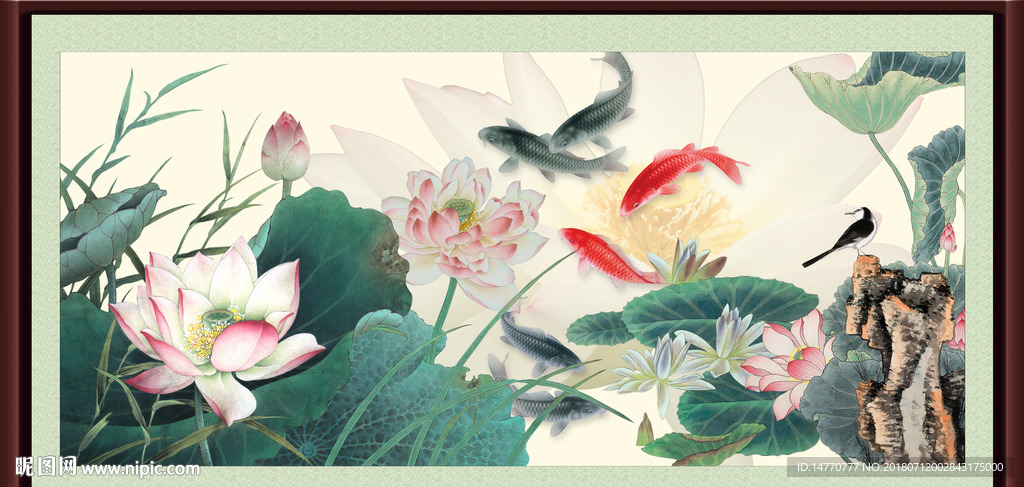 荷花鲤鱼图