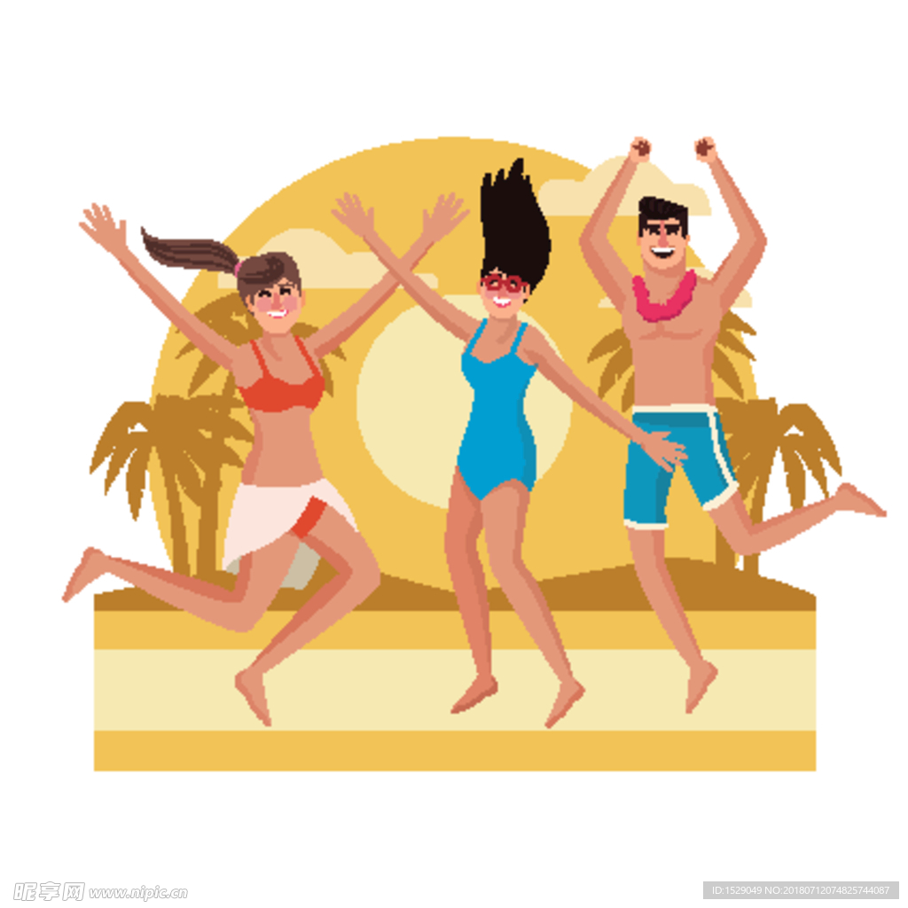 夏日海边人物