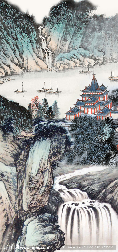山水国画玄关