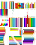矢量彩色儿童文具绘画画笔