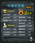 汉堡价目表